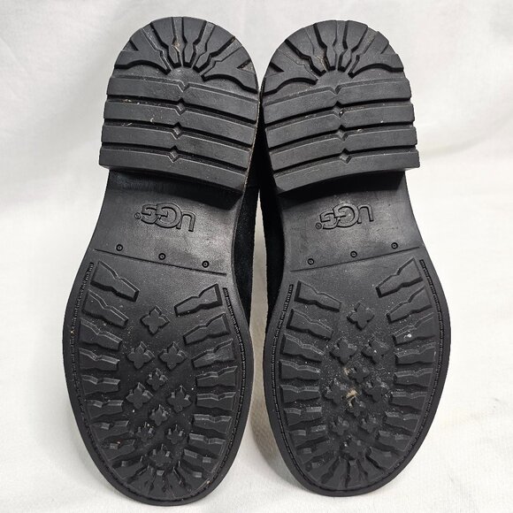 UGG Australia Black Suede Leather Shearling Zip Mid Calf Boots Women's Size 6 - Picture 8 of 11